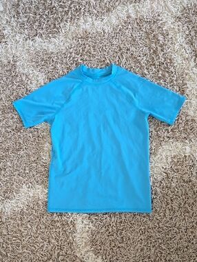 Lands End Blue Short-Sleeve Swim Shirt Rashguard